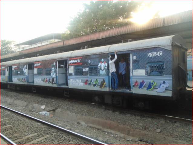 Full EMU train vinyl wrapping at Westernline,Sparx Shoes, Mumbai